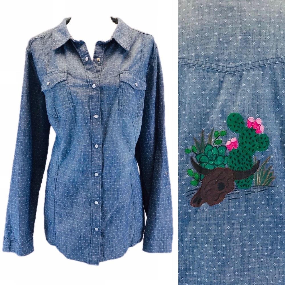 CUSTOM Lane Bryant Desert Illustration Button Up